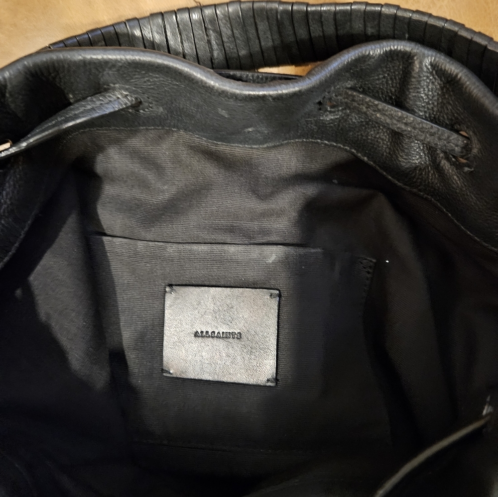 ALLSAINTS Capotal Collection Black Leather Bucket Bag All Saints SAMPLE - Picture 9 of 12